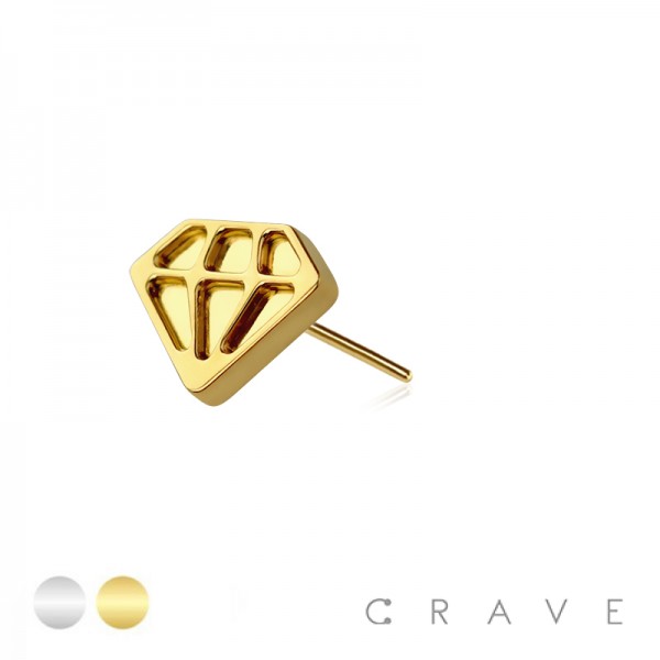 316L SURGICAL STEEL THREADLESS PUSH IN 3D DIAMOND TOP PART